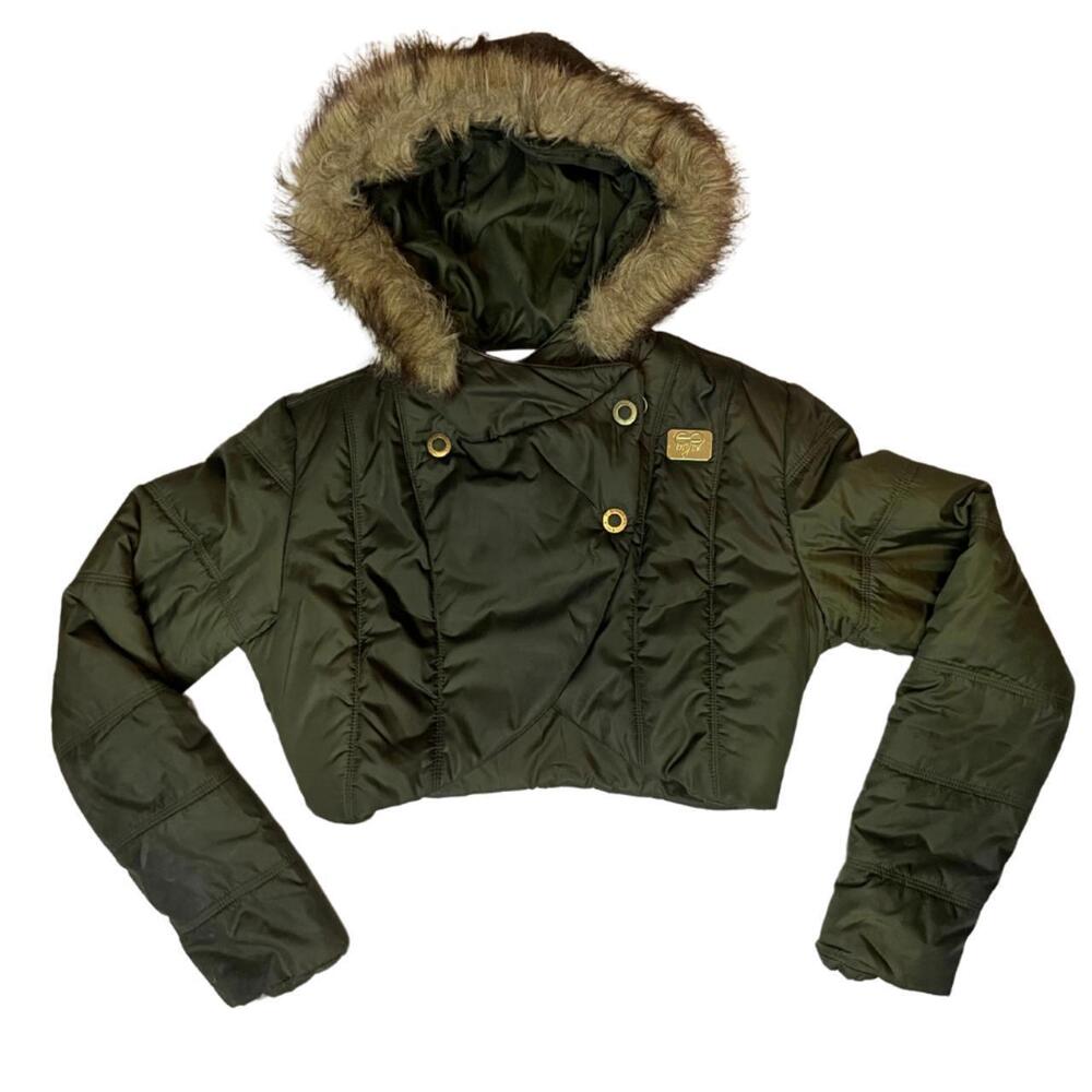 Army Green Crop Puffer coat